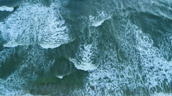 Aerial of the Sandy Beach That Is Washed By Light Sea Waves in Sri Lanka