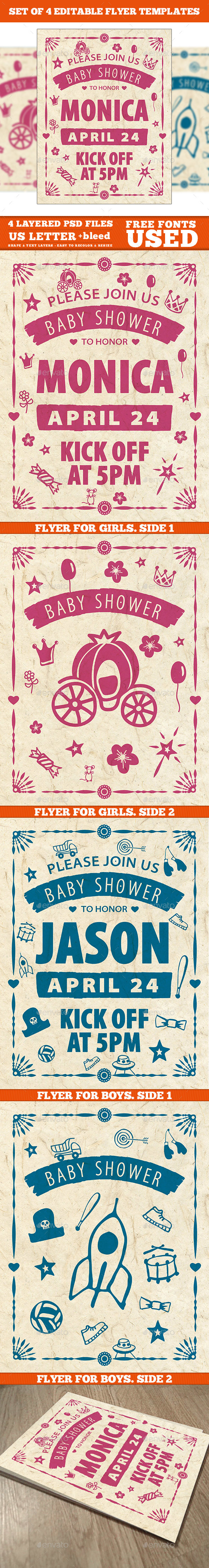 Baby Shower Invitation Template - Flyers Print Templates