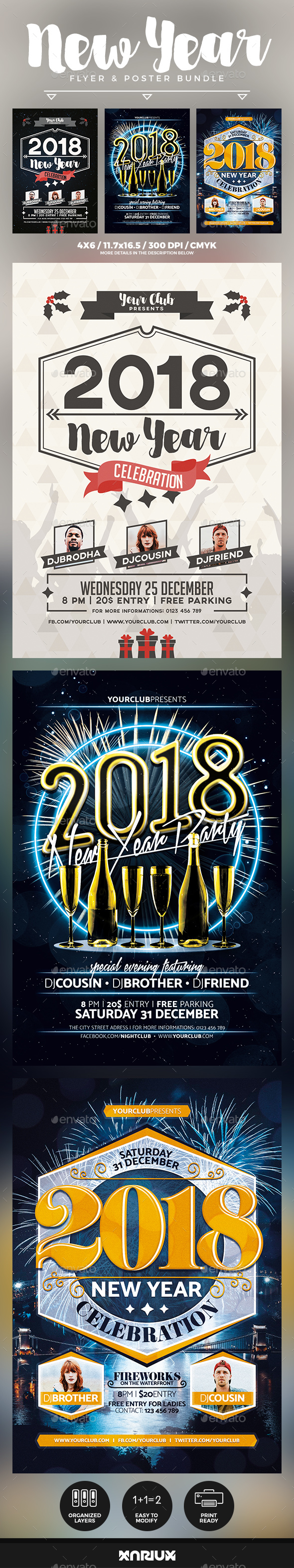 New Year Flyer & Poster Bundle - Events Flyers