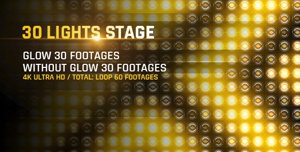 30 Lights Stage 4K Loop Footage/ Gold Award Led Light Stage Backgrounds/ Strobe Dance Party Concert
