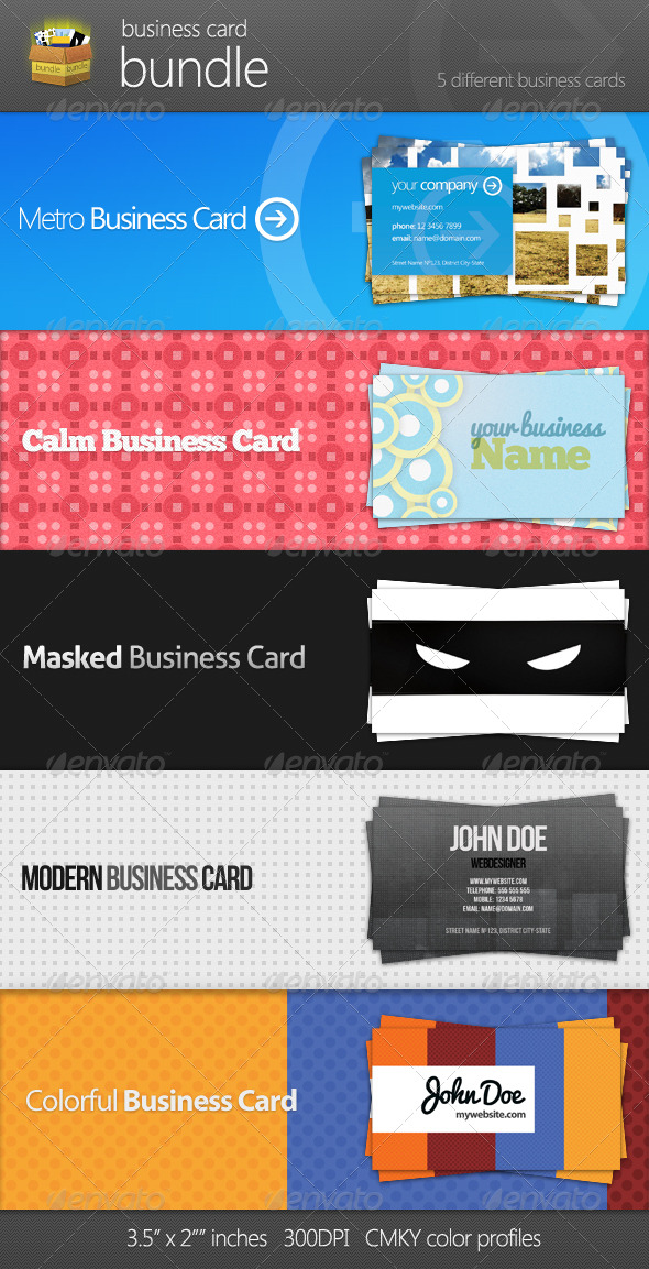 Business Card Bundle 5 in 1 - Corporate Business Cards
