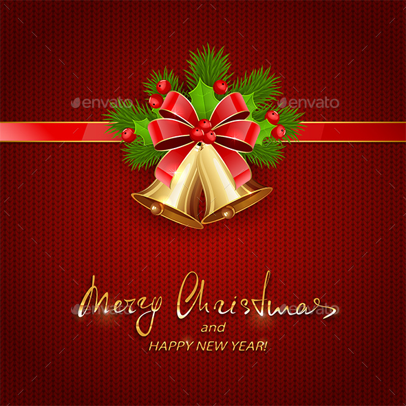 GraphicRiver Christmas Bells on Red Knitted Pattern 20972254 GraphicRiver Christmas Bells on Red Knitted Pattern 20972254