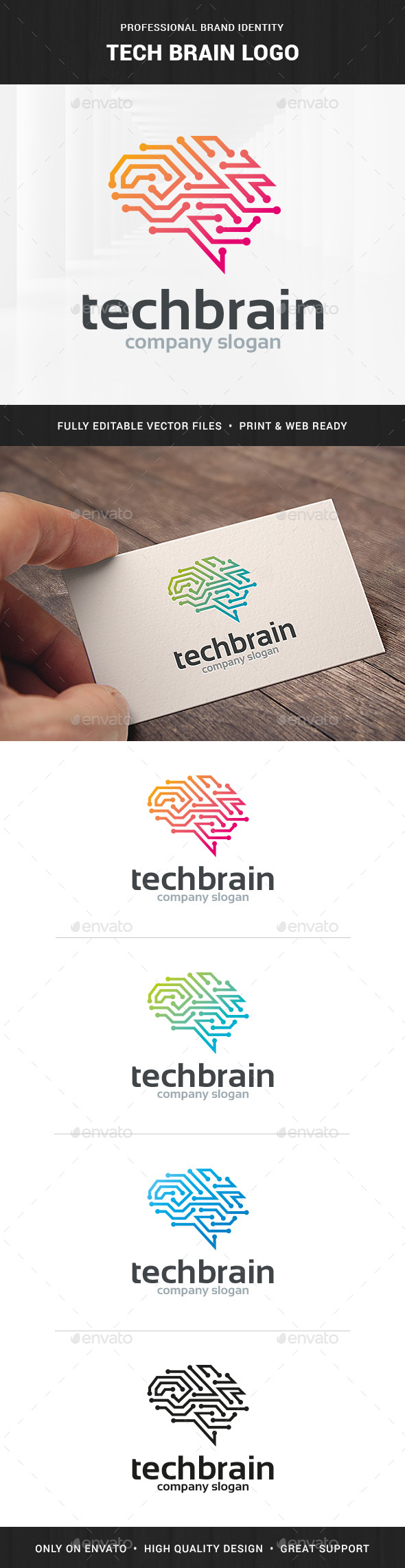 Tech Brain Logo Template - Symbols Logo Templates