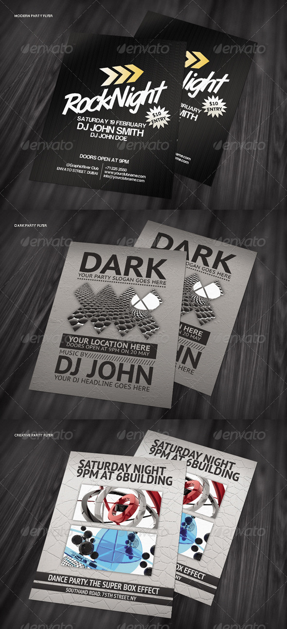 Party Flyers Bundle 3 in 1 - Clubs & Parties Events