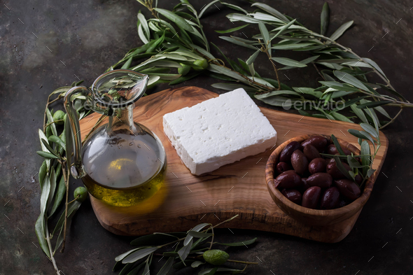 Greek Mezze Olives and Feta - Stock Photo - Images