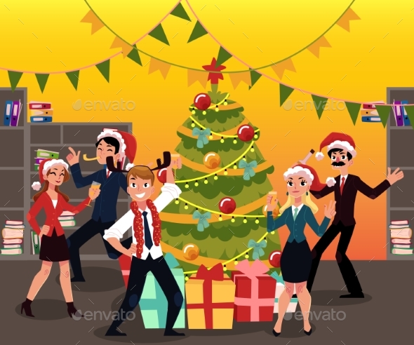 People Having Corporate Xmas Party - People Characters