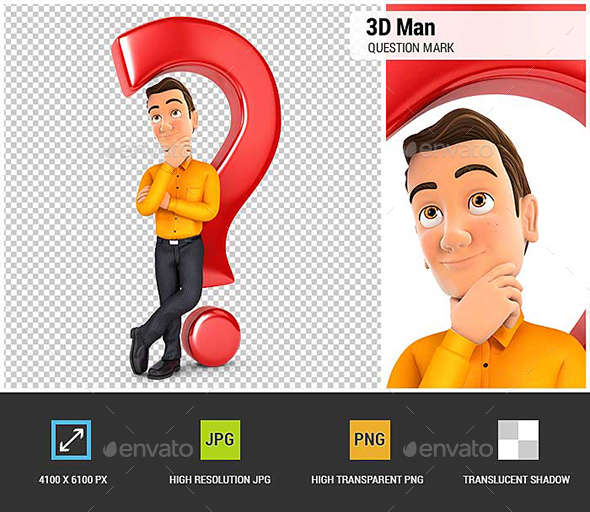 GraphicRiver 3D Man Leaning Back Against Question Mark 20974463 GraphicRiver 3D Man Leaning Back Against Question Mark 20974463