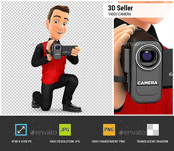 GraphicRiver 3D Seller Filming with Video Camera 20974474 GraphicRiver 3D Seller Filming with Video Camera 20974474