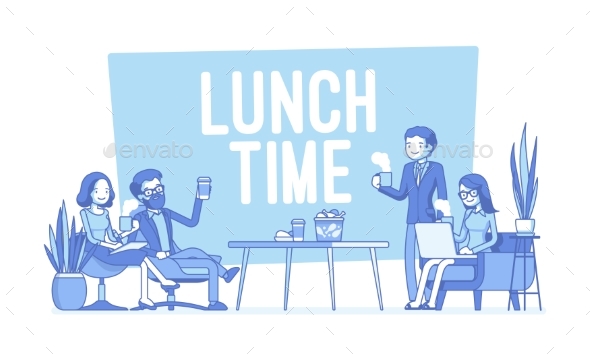GraphicRiver Lunch Time in the Office 20974601 GraphicRiver Lunch Time in the Office 20974601