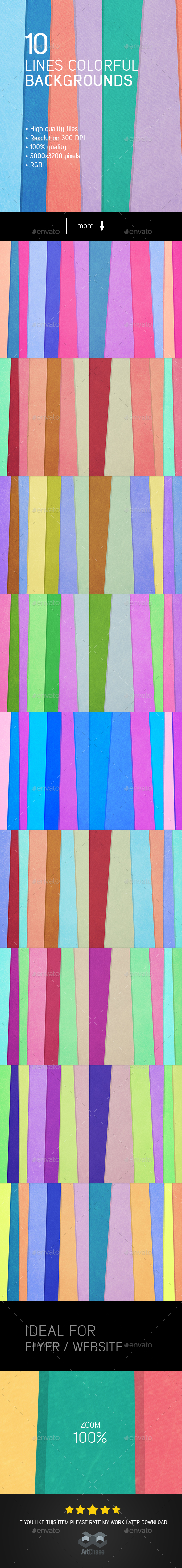 10 Lines Colorful Backgrounds - Abstract Backgrounds
