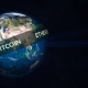 Running Line with Popular Cryptocurrency Revolves Around a Planet Earth Globe - VideoHive Item for Sale