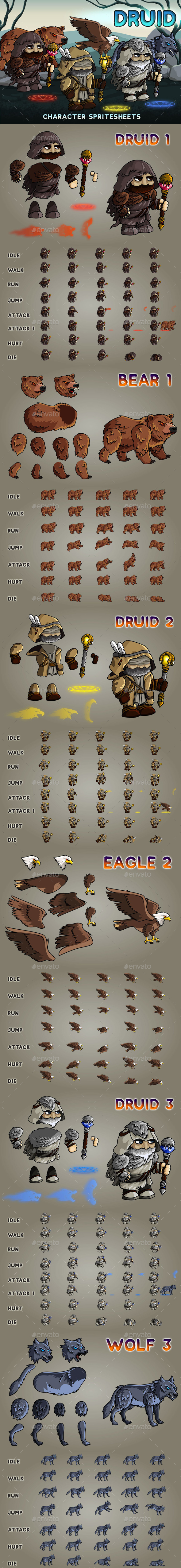 GraphicRiver Druid 2D Game Character Sprite Sheet 20975549 GraphicRiver Druid 2D Game Character Sprite Sheet 20975549