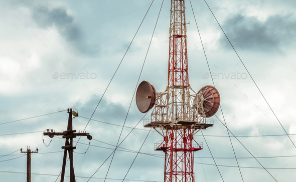 Communication tower for cellular communications and broadcasting.
