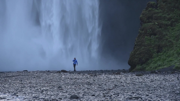 Famous Skogafoss Waterfall