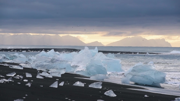 Iceberg Pieces on Diamond Beach