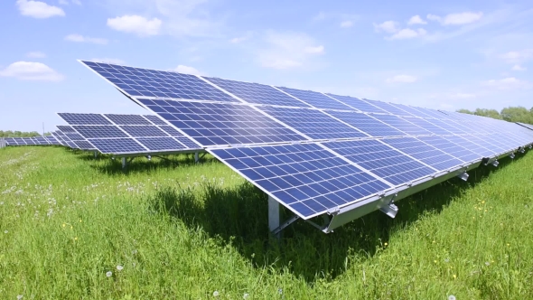 Solar Power Station Against the Blue Sky