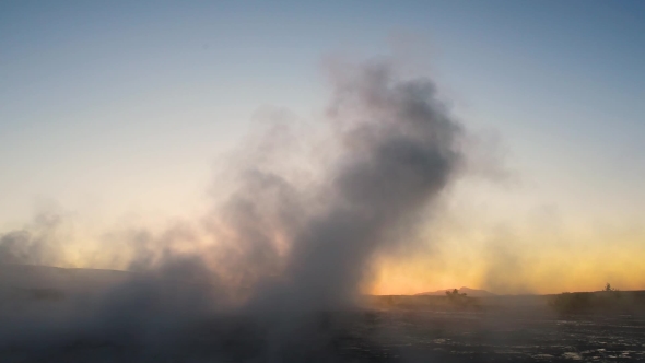 Erupting of Geysir Geyser