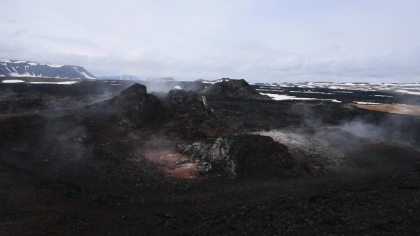 Lavas Field in the Geothermal Valley Leirhnjukur