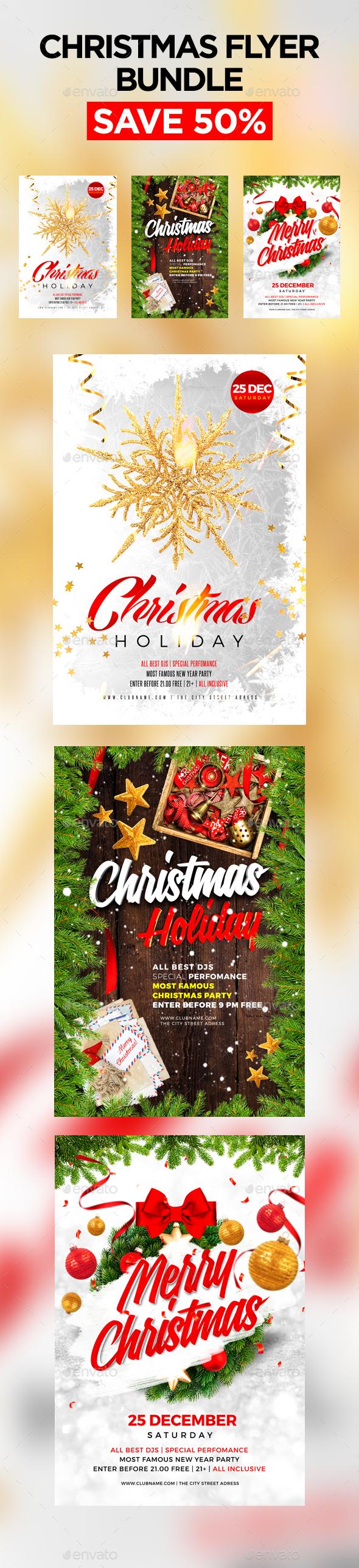 Merry Christmas Flyer Bundle 2 - Clubs & Parties Events