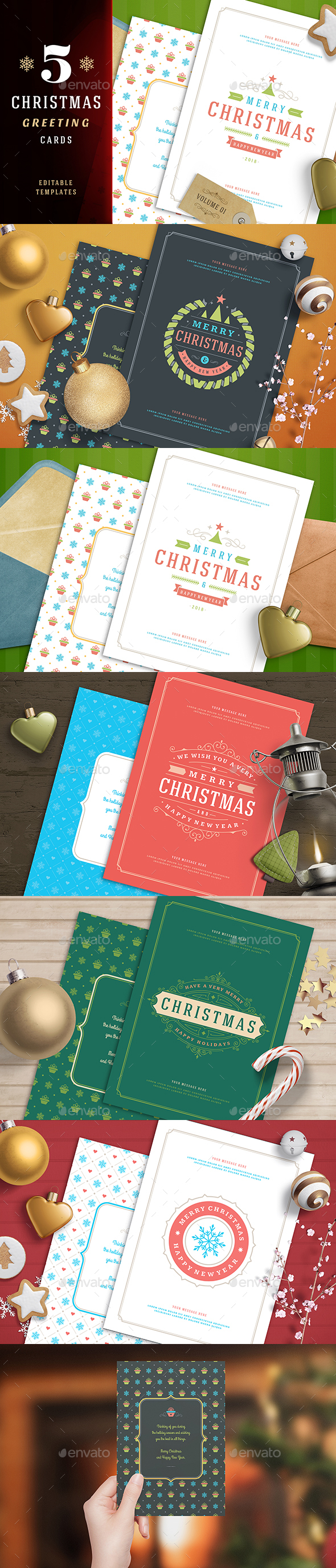5 Christmas Greeting Cards - Christmas Greeting Cards
