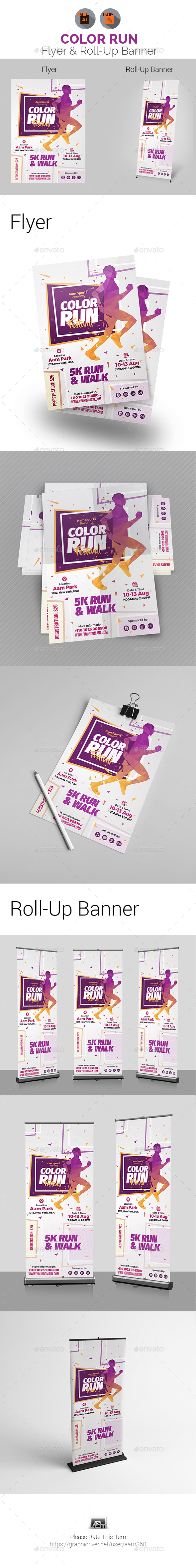 GraphicRiver Color Run Festival Flyer & Roll-Up Banner 20976845 GraphicRiver Color Run Festival Flyer & Roll-Up Banner 20976845