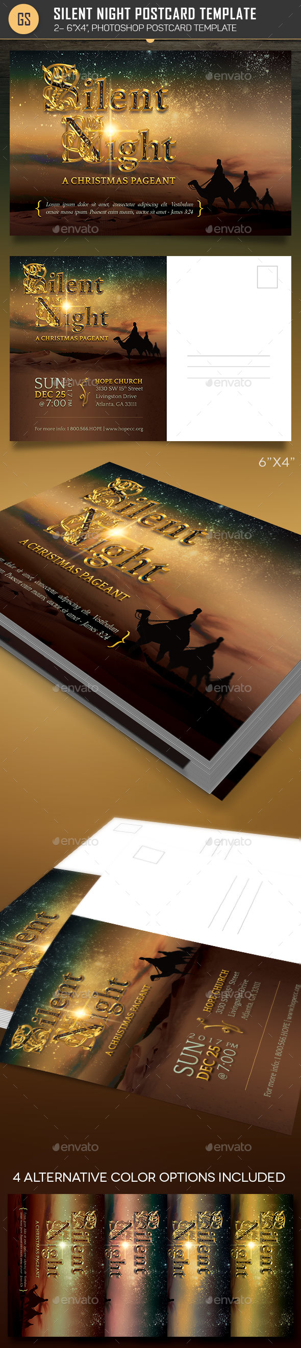 Silent Night Postcard Template - Church Flyers