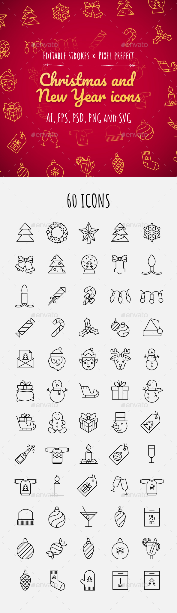 GraphicRiver 60 Christmas and New year icons 20979858 GraphicRiver 60 Christmas and New year icons 20979858