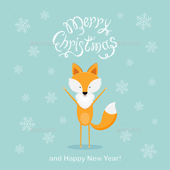 GraphicRiver Blue Christmas Background with Happy Fox and Snowflakes 20980281 GraphicRiver Blue Christmas Background with Happy Fox and Snowflakes 20980281