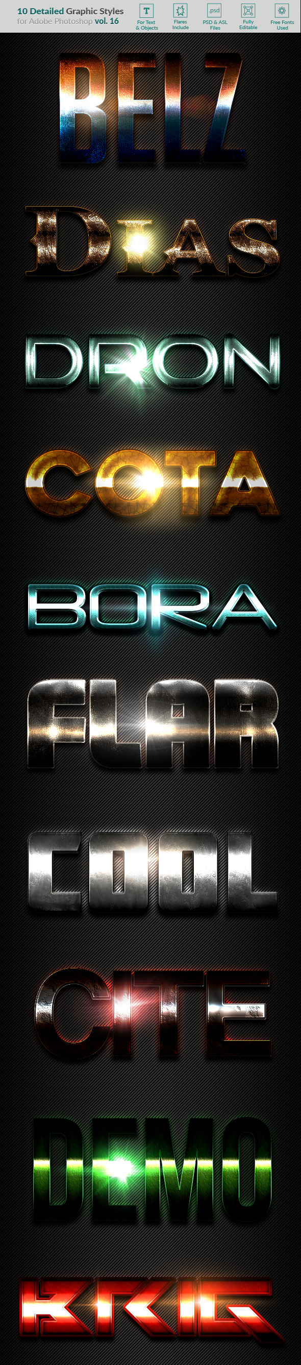 10 Text Effects Vol. 16 - Styles Photoshop