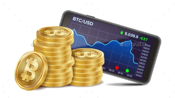 GraphicRiver Smartphone with Bitcoin Trading Chart Vector 20980387 GraphicRiver Smartphone with Bitcoin Trading Chart Vector 20980387