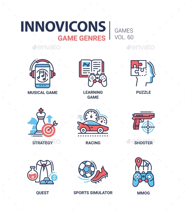 GraphicRiver Game Genres Line Design Icons Set 20980744 GraphicRiver Game Genres Line Design Icons Set 20980744