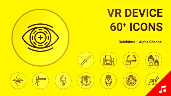 Virtual Reality VR Device Virtual Technology Icon Set - Line Motion Graphics Icons