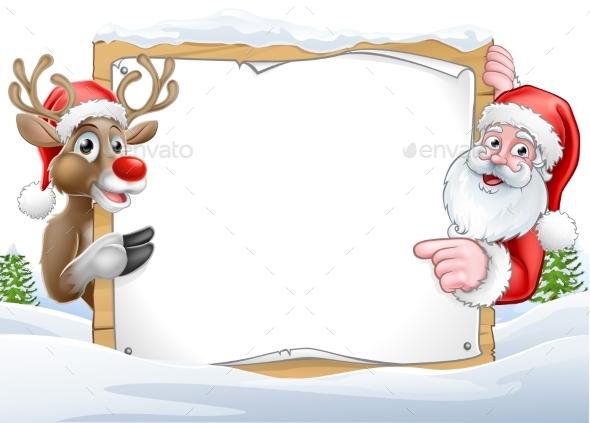 GraphicRiver Christmas Santa and Reindeer Sign Background 20981305 GraphicRiver Christmas Santa and Reindeer Sign Background 20981305