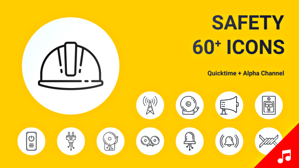 Safety Business Security Industrial Protection Icon Set - Line Motion Graphics