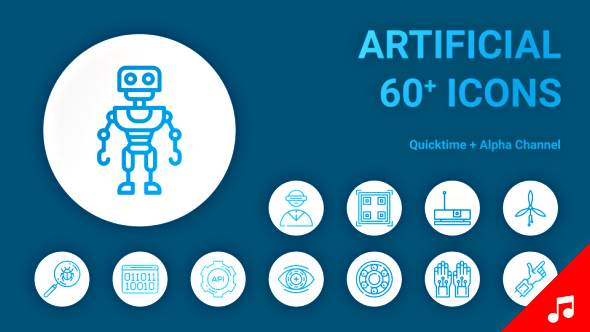 Robot Bot AI Artificial Intelligence Icon Set - Line Motion Graphics