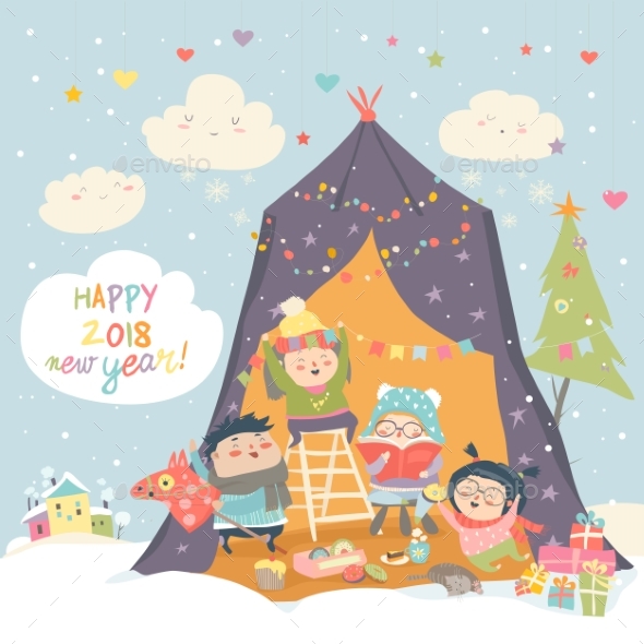 GraphicRiver Happy Children Celebrating Christmas 20981643 GraphicRiver Happy Children Celebrating Christmas 20981643