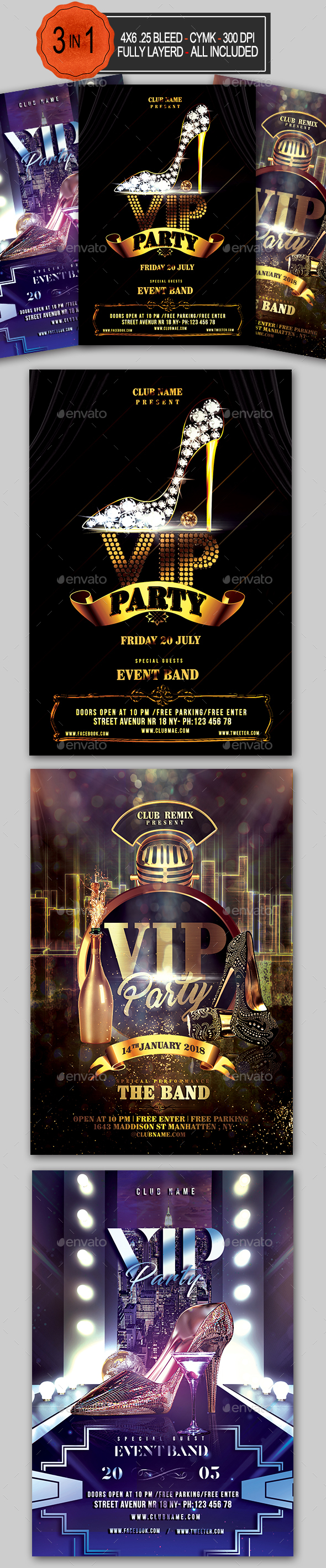 GraphicRiver VIP Party Flyer Bundle 20982630 GraphicRiver VIP Party Flyer Bundle 20982630