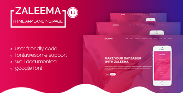 Zaleema - Creative App Landing Responsive HTML5 Template by themewarehouse