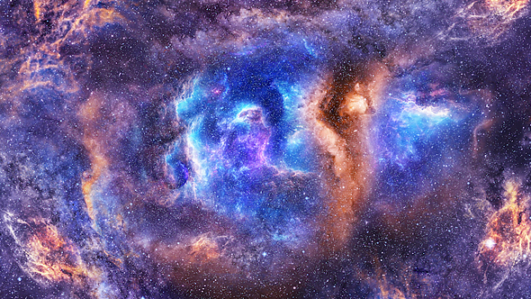 Travel Through Colorful Abstract Space Nebulae
