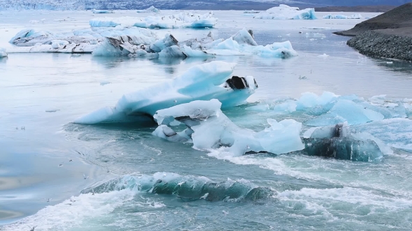 Icebergs in Jokulsarlon Glacial Lagoon