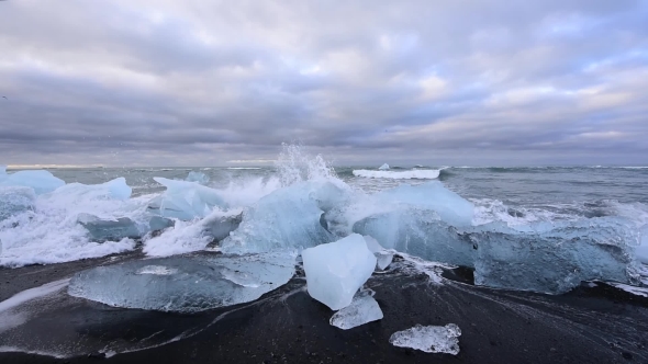 Iceberg Pieces on Diamond Beach