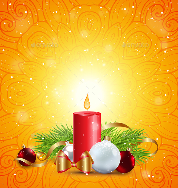 GraphicRiver Christmas Greeting Card with Red Candle 20983270 GraphicRiver Christmas Greeting Card with Red Candle 20983270