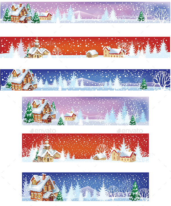 GraphicRiver Set of Christmas Banners with Winter Landscapes 20983795 GraphicRiver Set of Christmas Banners with Winter Landscapes 20983795