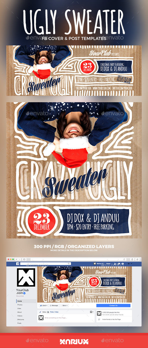 GraphicRiver Ugly Sweater Facebook Cover 20983798 GraphicRiver Ugly Sweater Facebook Cover 20983798