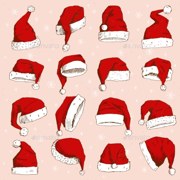 Christmas Santa Claus Hat Vector Noel Isolated - Christmas Seasons/Holidays