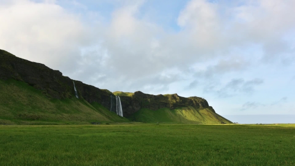 Sunrise on Seljalandfoss Waterfall