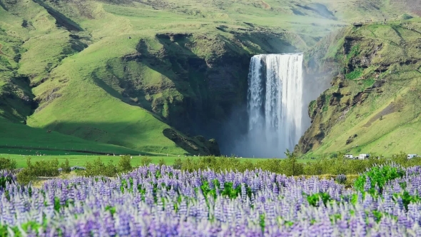 Famous Skogafoss Waterfall