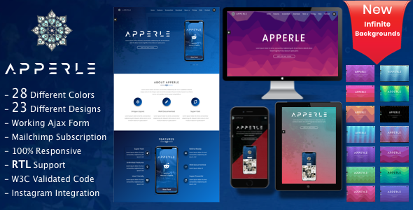 Apperle | App Landing Page - Technology Site Templates