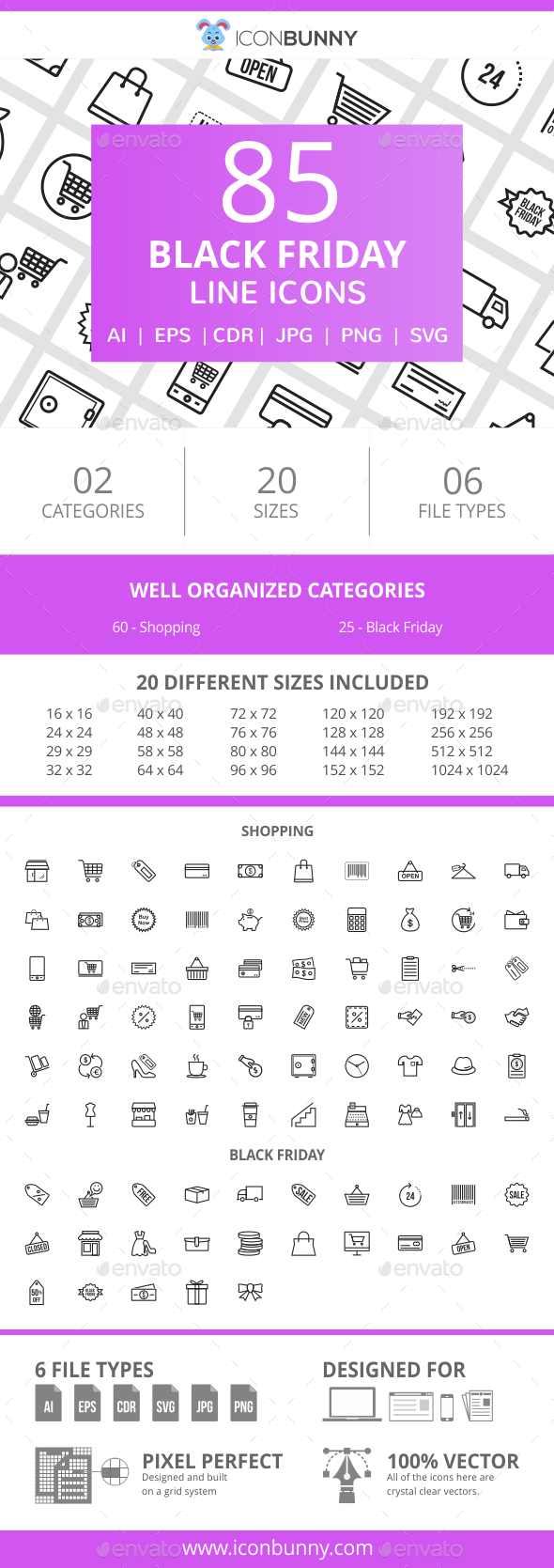 85 Black Friday Line Icons - Icons