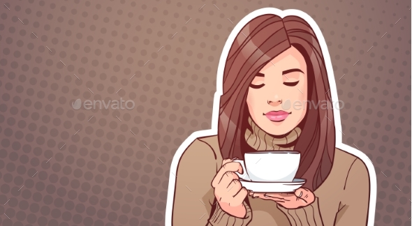 GraphicRiver Portrait Of Woman Holding Cup 20984980 GraphicRiver Portrait Of Woman Holding Cup 20984980